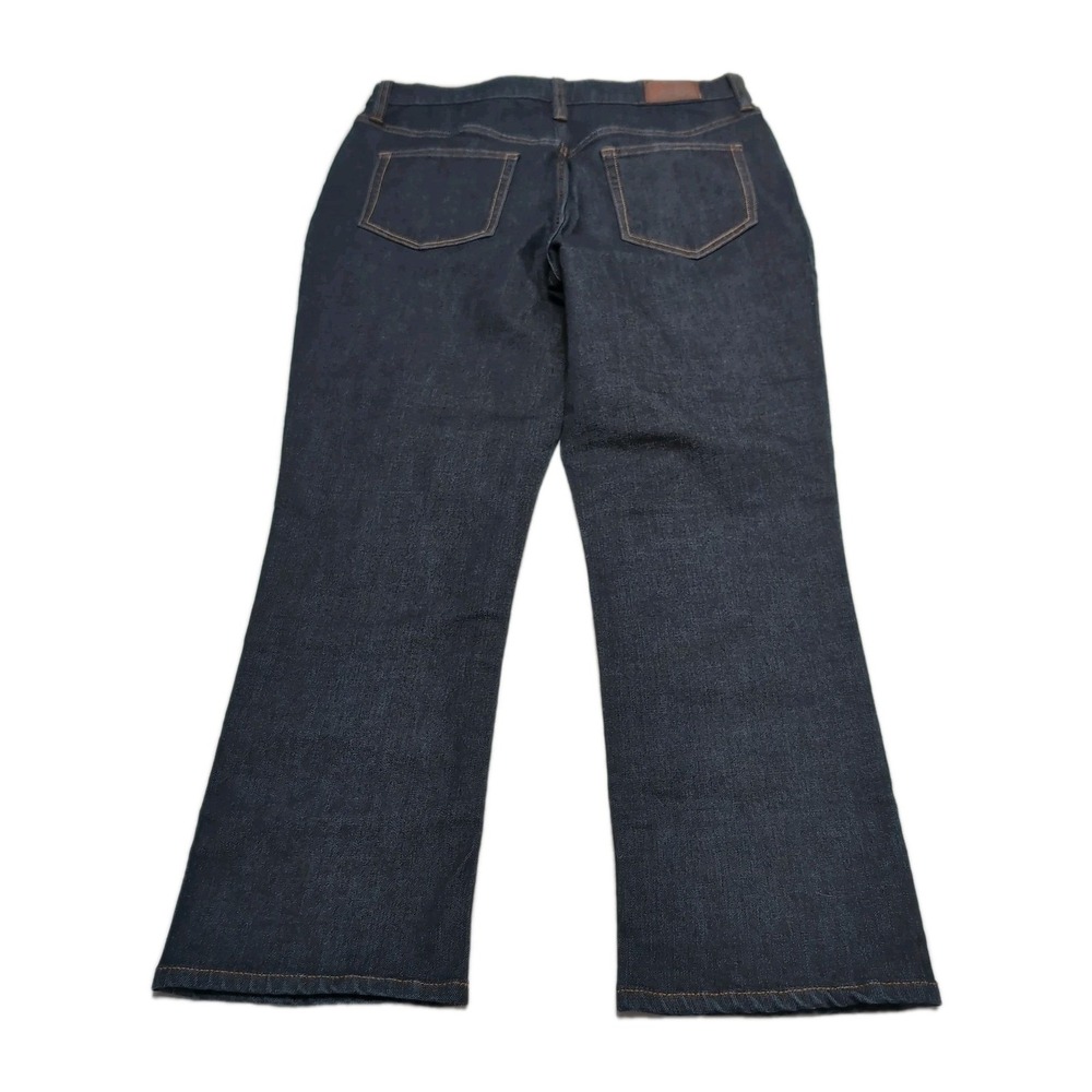 Lands' End High Rise Straight Jeans Size 12 Petite Dark Wash Indigo Stretch NEW - Picture 4 of 16
